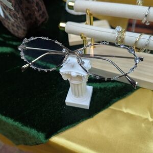 Silver Rhinestone Oval Glasses